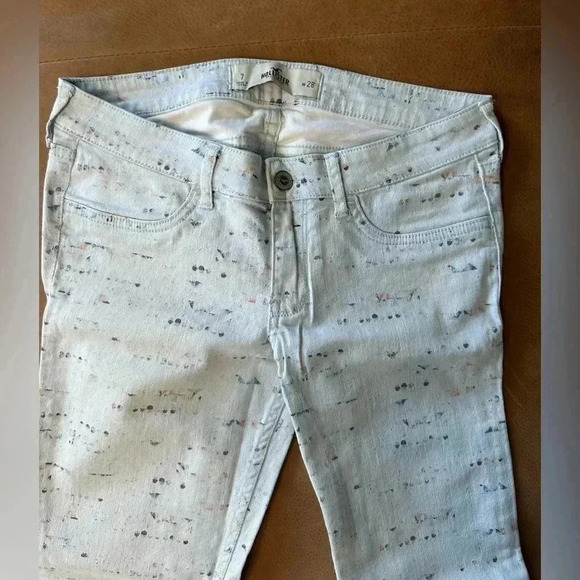Girls Splatter Hollister Jeans Size 7 Over 24.5” Inseam - Picture 5 of 7